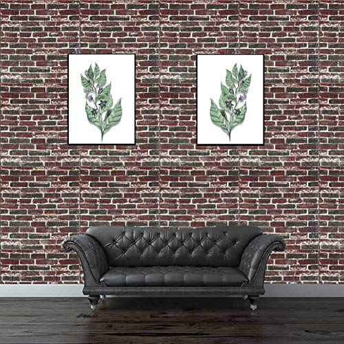 3D Brick Wall Panels Peel and Stick Wallpaper Brown White Color Painted Faux Brick 3D Wall Panels Wallpaper for Office Bedroom Livingroom Wall Decor Covering 10 Tiles