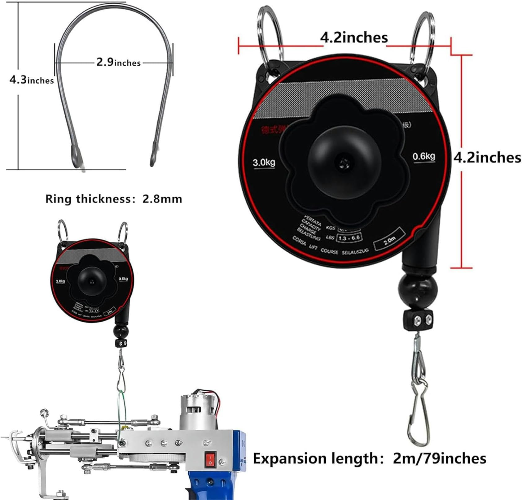 Pistola per tufting Manuale per l'industria dei tappeti, Altezza del Pelo Regolabile da 8 a 16 mm, Ideale per Gli Amanti dell'artigianato e dell'Arte, Include Accessori per Sospensione