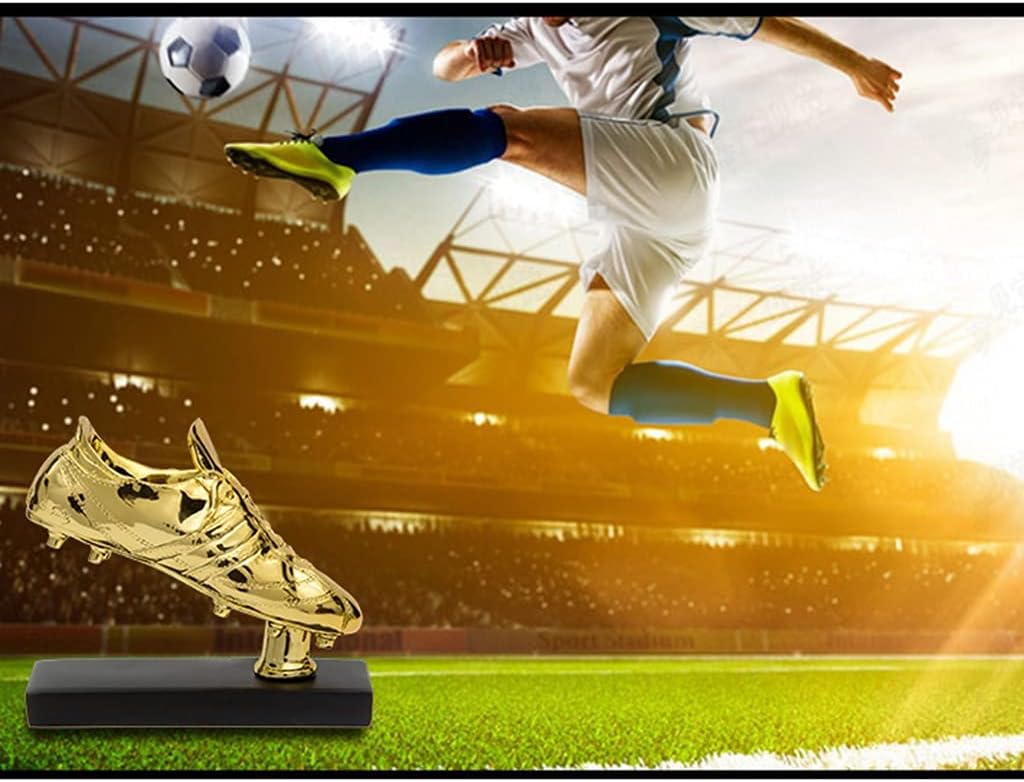 Trophies Trophies with Custom Engraving Football Trophy, Golden Boot Award 3D Statue, Resin Gold-Plated Trophy, Fan Supplies, Souvenirs, Free Engraving Text (Color : Gold, Size : 20x7x17cm)