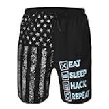 Eat Sleep Hackers Coders Programmers Funny Glitch Mens Gym Workout Shorts Bodybuilding Pants Training Running Shorts
