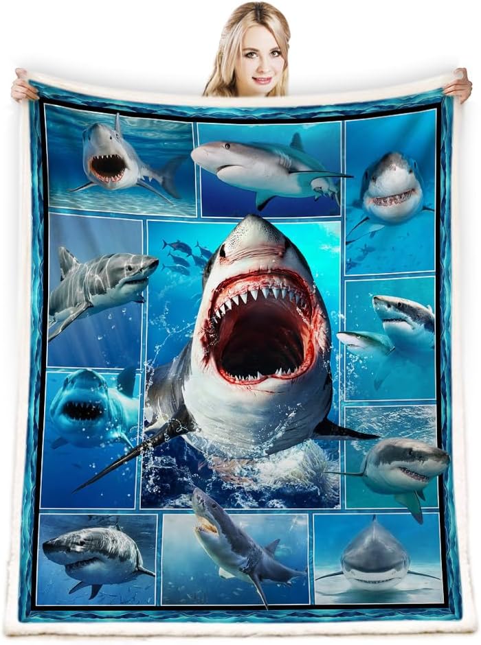 Juirnost Shark Blanket,Shark Gifts for Shark Lovers Blanket,Shark Blanket for Kids
