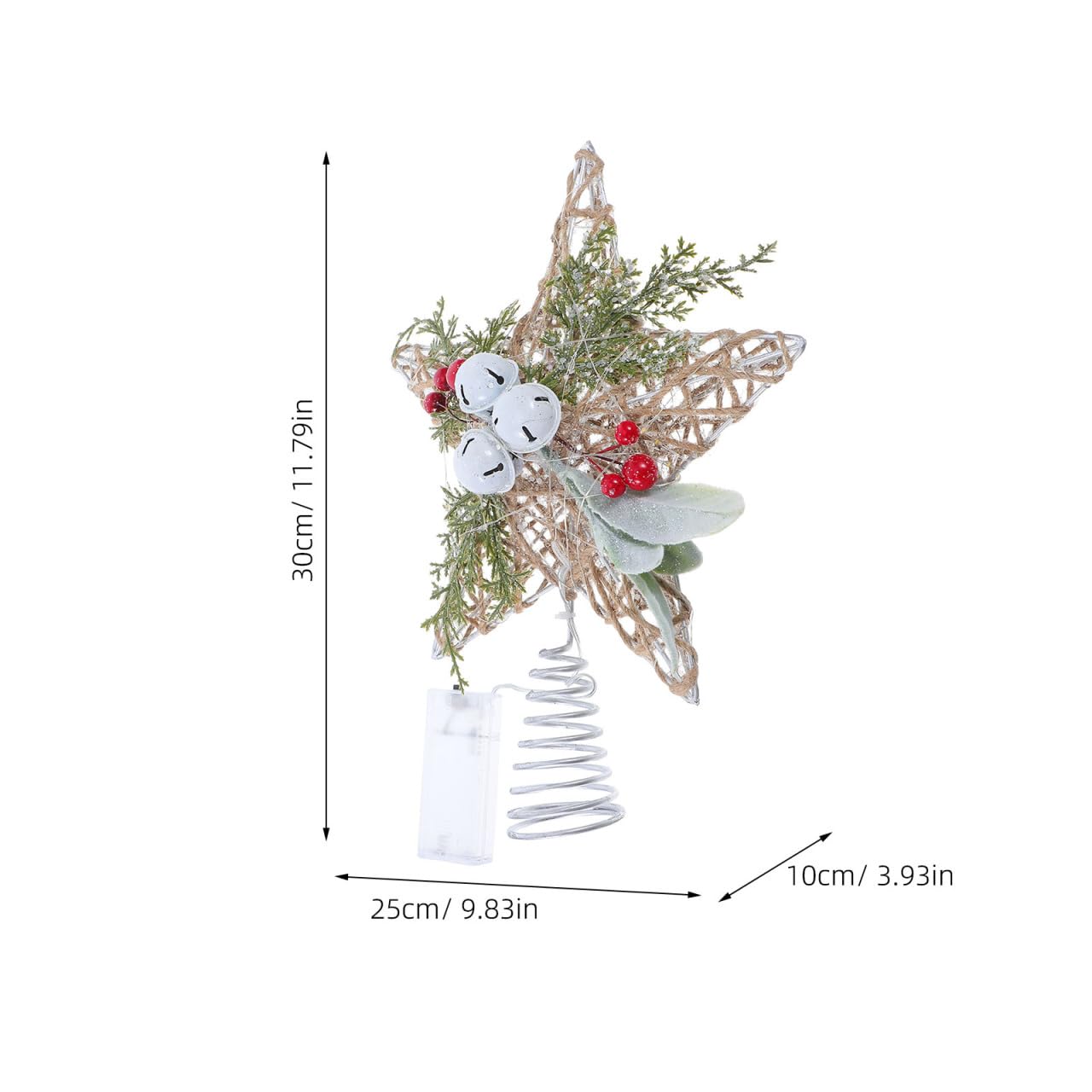 Healifty Puntale per albero di Natale illuminato, decorazione rustica a