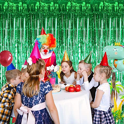 Image of TONIFUL 2Pcs Green Metallic Tinsel Foil Fringe Curtains,Black Photo Booth Backdrop Streamer Curtain Photo Booth Props for Bachelorette Party,Birthday,Graduation,Christmas Decor(6.6ft x 9.9ft)
