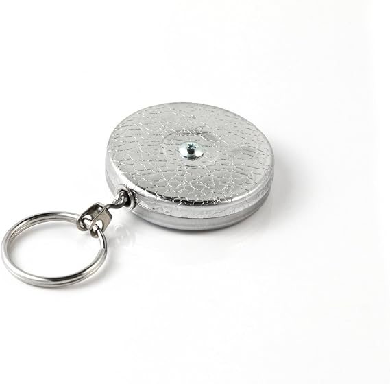 KEY-BAK Industrial Retractable Reel with 24 Stainless Steel Chain, Plain Back, Chrome Front