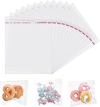Pack of 200 Self-Adhesive Cellophane Bags, Small, 10 x 8 cm, OPP Bags, Small Plastic Bags, Transparent Cellophane Bags, Sweets, Biscuit Bags, Flat Bags for Sweets, Cookies, Pastries