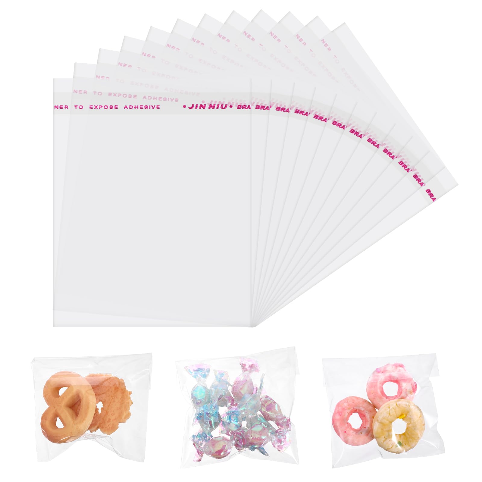 Sacs Cadeaux Bonbons JIYIN - 200 Sacs Biscuits Auto-adhésifs