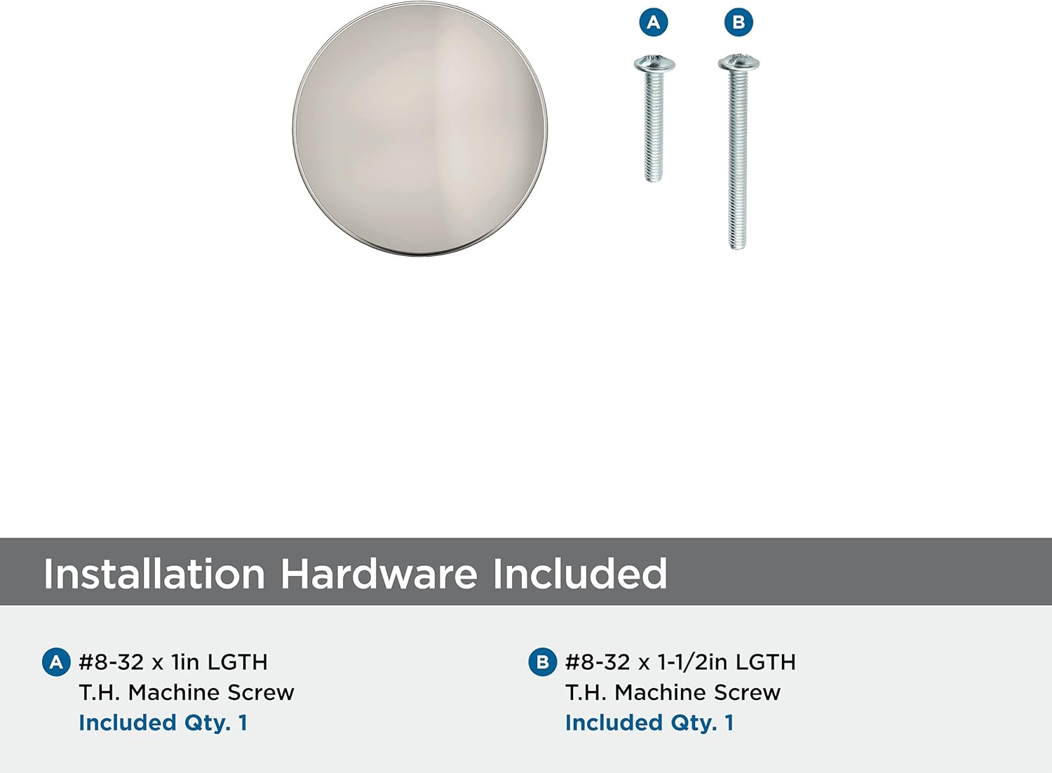 Amerock BP37102PN | Kitchen Cabinet Knob | Polished Nickel | Everett | 1-5/16 inch (33mm) Diameter | Cabinet Hardware | Round Furniture Knob | Dresser Drawer Knob