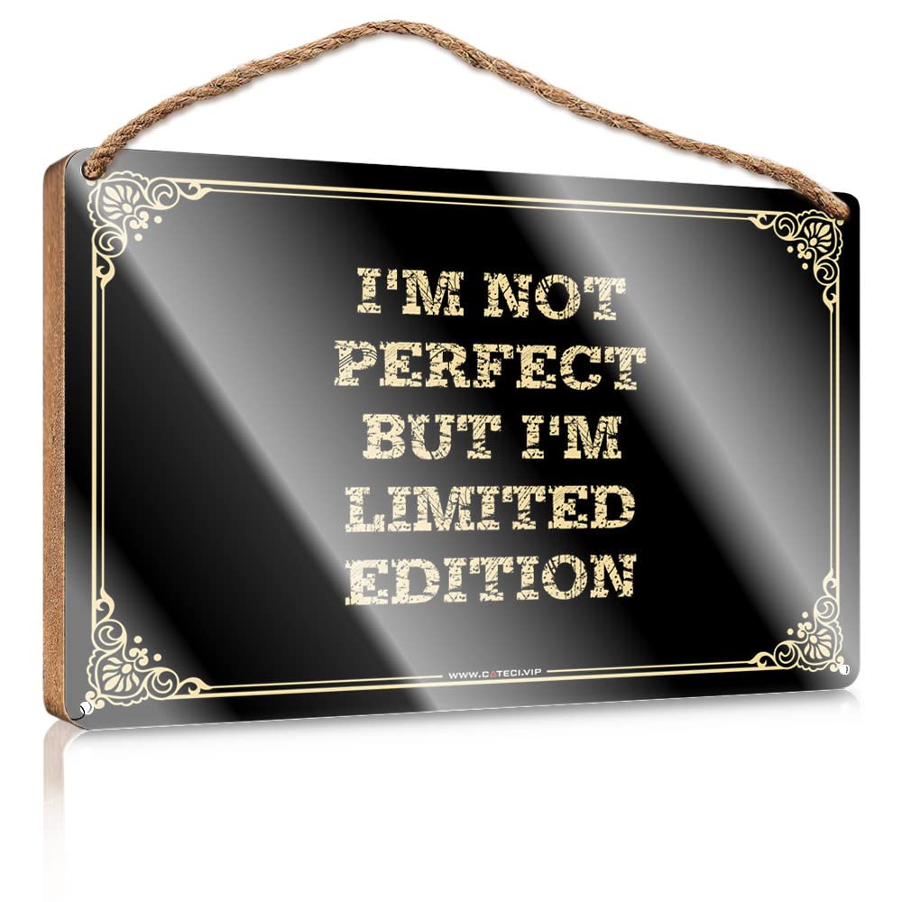 MAHQPZXSF Funny Bathroom Accessories I'M Not Perfect But Limited Edition Wooden Sign Wood Pantry Signs For Kitchen Bathroom Funny Signs(23X35CM)