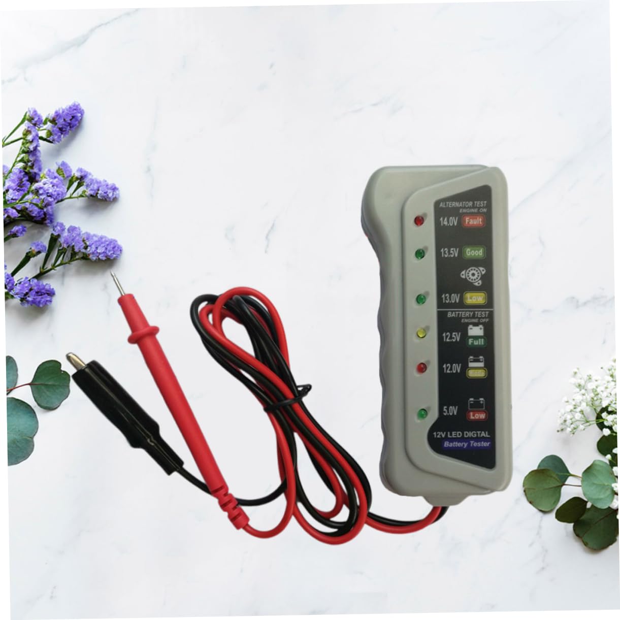 Luxshiny 12V Digital Battery Tester Practical Auto Battery Analyzer Durable Charging System Monitor with LED Indicators Quick Voltage Readings for Vehicle Battery Health