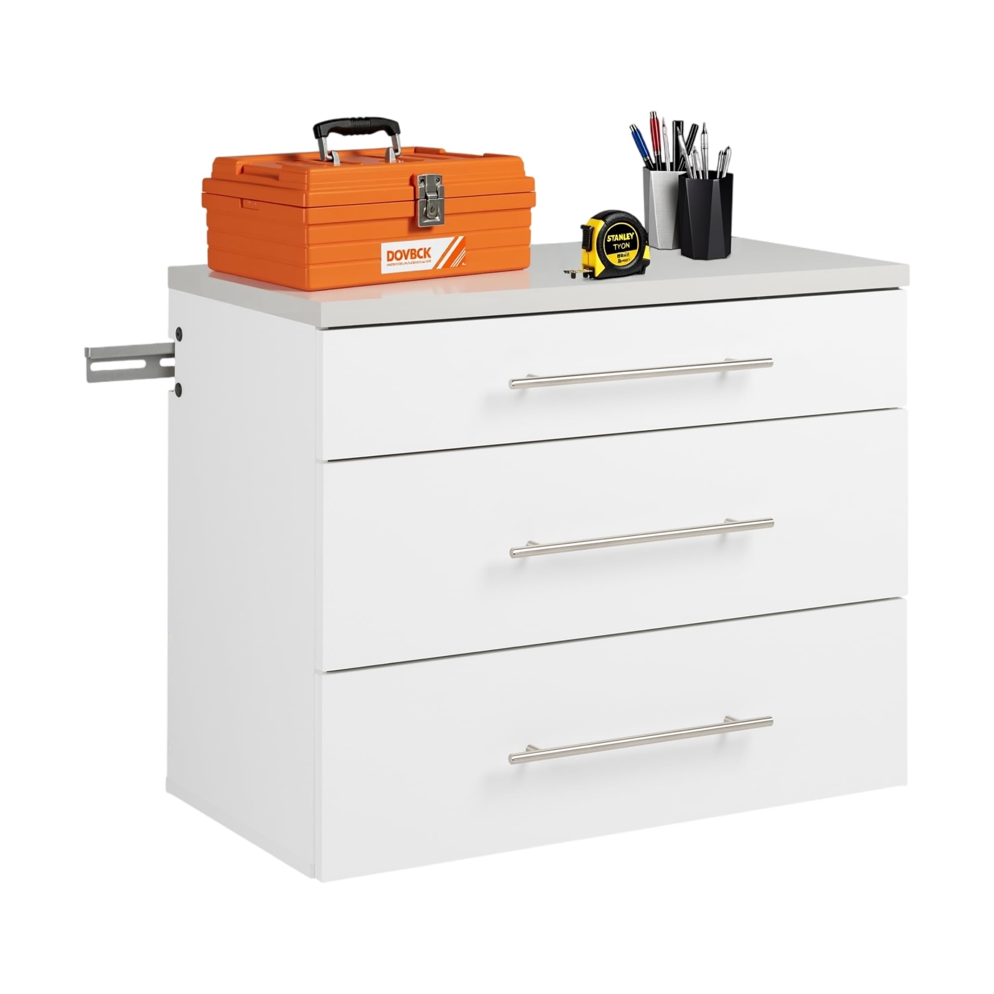 Prepac HangUps 30” Wide Wall Mount 3-Drawer Storage Cabinet, Ideal for Tool Storage, Organization for Garage, Kitchen, Laundry, Bathroom, Home Office and More, 30”W x 24”H x 16”D, White