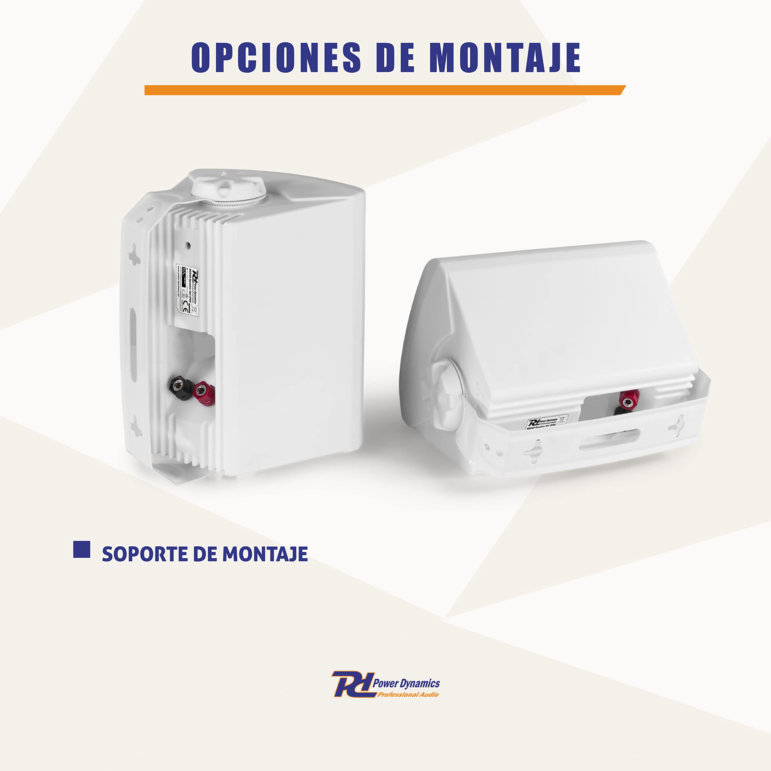 Power Dynamics BGO40 - Pareja de Altavoces de 100W, 2 Vías para Interior y Exterior, Montaje en Paredes y Techos, Ideales para Bares, Gimnasios, Oficinas, etc. Color Blanco
