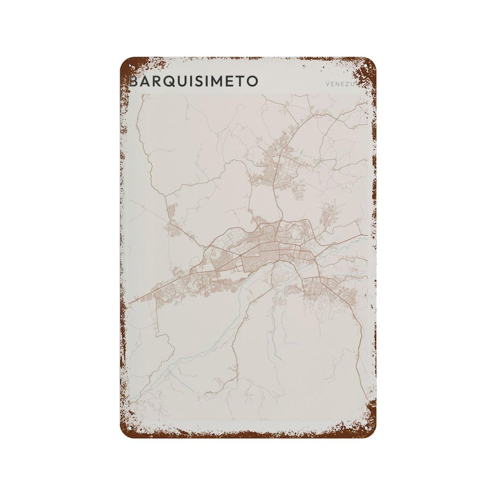 xiaoxiaoshen Barquisimeto Map Venezuela Travel Gift Minimalist (2) Wall Decor Art Metal Tin Poster Modern Home Decor Art Home Bar Shop Decorations Vintage Sign 30x20cm