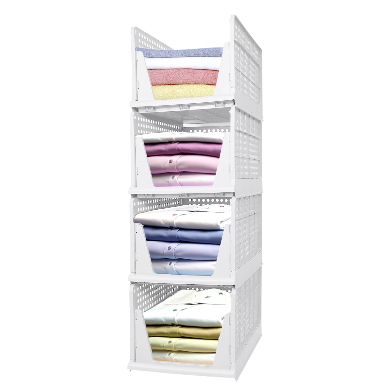 homewell Scatole di stoccaggio per indumenti,Organizzatore di armadi impilabili, pieghevole, impilabile, organizer per cassetti scorrevoli, guardaroba, cameretta, guardaroba