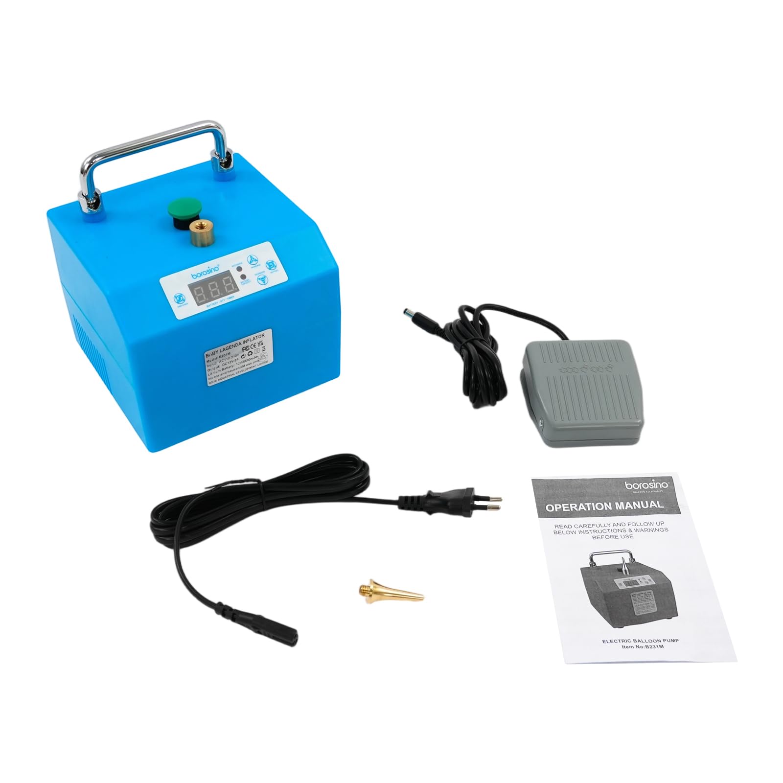 Elektrisch Luftballonpumpe mit 2 Pumpmodi (manuelle/halbautomatische), Tragbar Ballonpumpe Ballonaufblasgerät mit Fußschalter, Luftballon aufblasgerät mit Kupferaufblasdüse und LCD-Display
