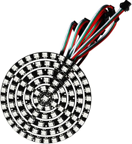 WESIRI 93 LED 6 anillos WS2812B 5050 RGB LED anillo luz de lámpara direccionable individualmente a todo color de ensueño DC5V con mini controlador