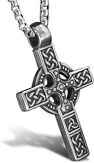 Celtic Knot Triquetra Cross Pendant Necklace for Men Woman,Vintage Norse Viking irish Trinity Protection Amulet Jewelry Gifts