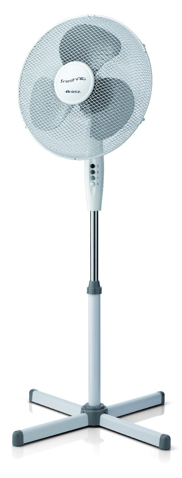 Ariete 845 Freshair Ventilatore a Piantana, 3 velocità, Elica a 3 Pale, Funzione Oscillazione e Inclinazione, 45 W, Plastica, Bianco