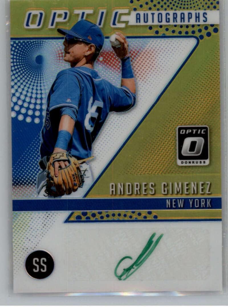 2018 Donruss Optic Autographs Gold #29 Andres Gimenez Auto Autograph SER/10 New York Mets Official MLB PA Baseball Card in Raw (NM ro Better) Condition