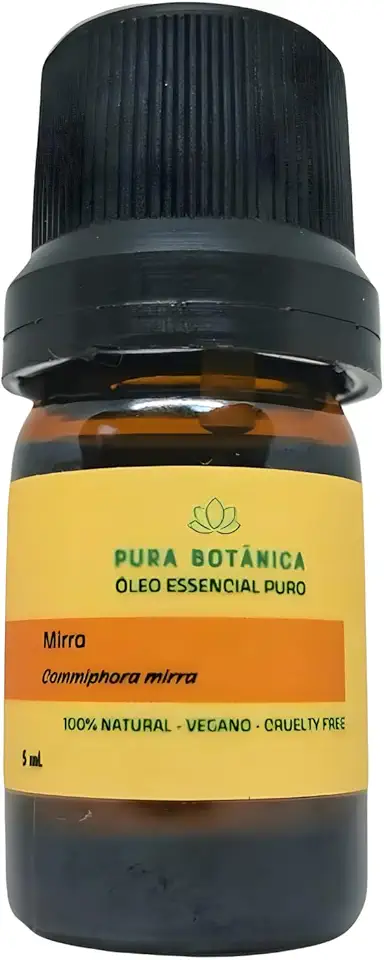 Óleo Essencial de Mirra 5ml – 100% Puro Pura Botânica para Aromaterapia, Aroma Terroso, Meditação, Equilíbrio Emocional e Bem-Estar Natural