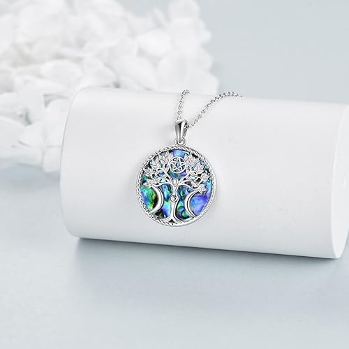 Miniatura 3 de YAFEINI Collar de plata de ley con colgante de pentagrama de pentagrama de triple luna y diosa pagana, amuleto mágico Wicca para mujeres y hombres