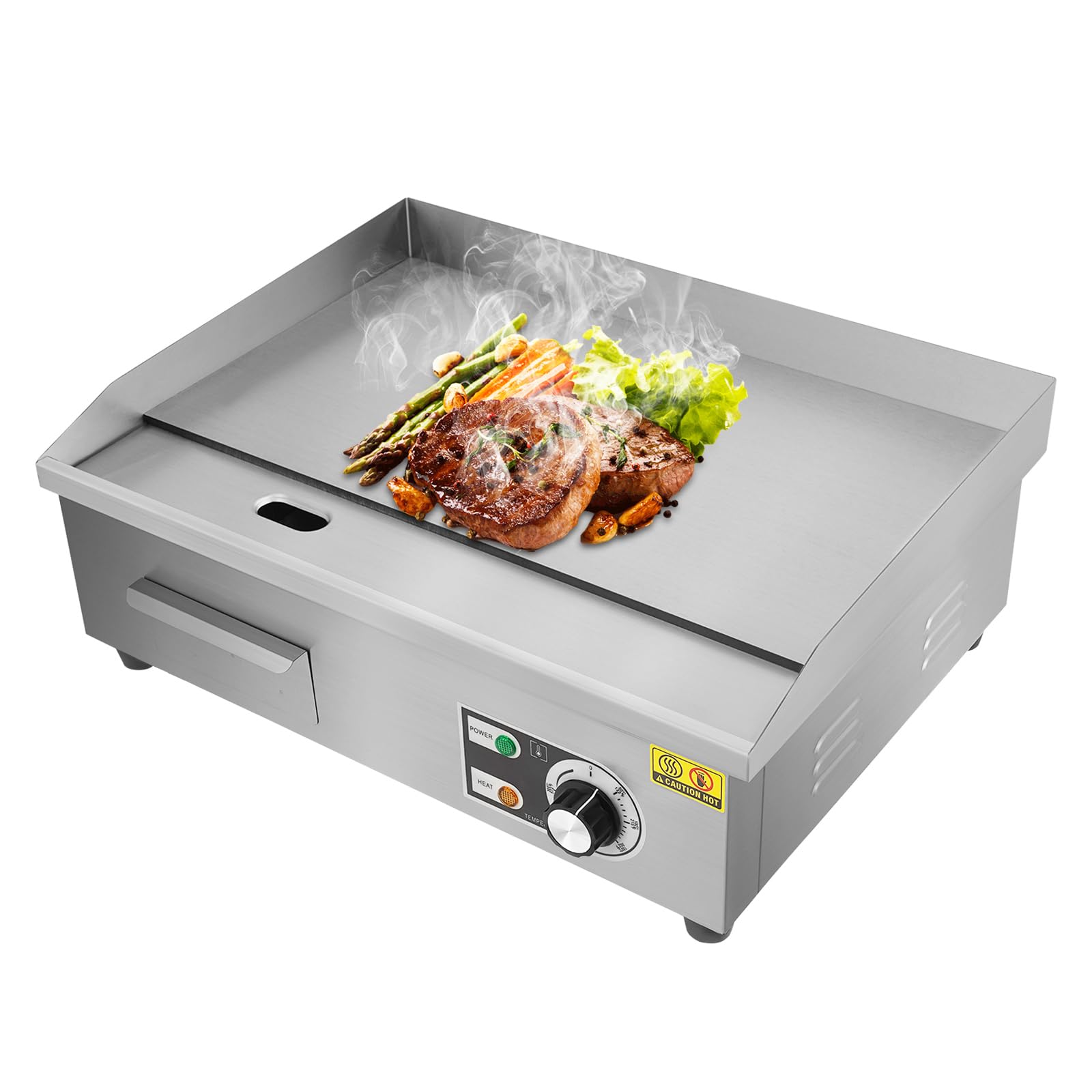 Plancha, piastra elettrica da 3000 W, griglia elettrica da tavolo, in acciaio inox, temperatura regolabile da 50 a 300 °C, con piedini in gomma antiscivolo