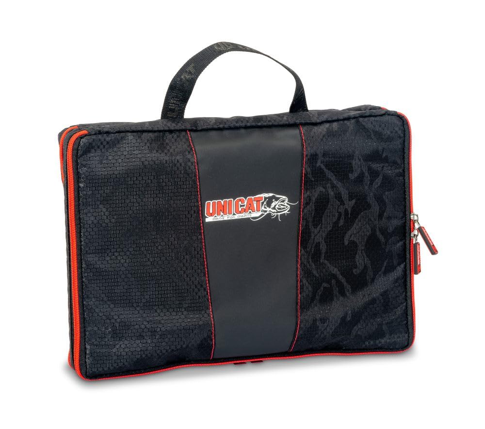Sänger Top Tackle Systems Uni CAT Rig Wallet Pro, Vorfachtasche in Schwarz, Wasserfestes 250D x 200D Polyester, 38 x 26 x 7 cm, 1x Rigboard, Rig-Tasche mit 4 Mesh Mappen