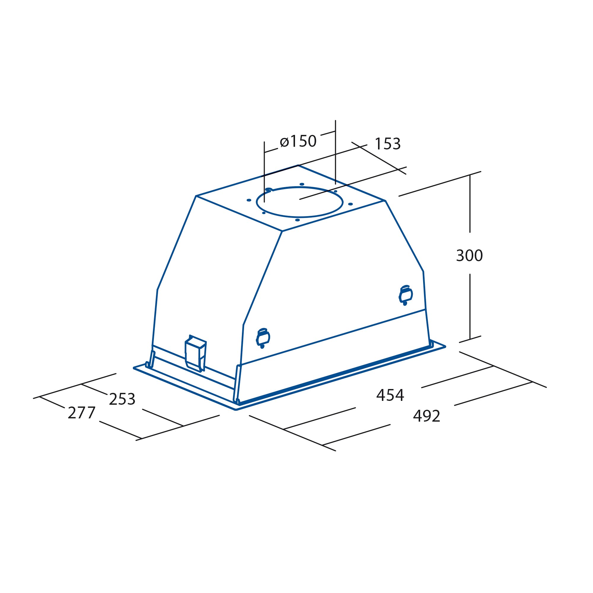 GC DUAL 45 BK - Dunstabzugshaube für die Küche - Einbauausführung - 280W Motor - Energieklasse A - 4 Absaugstufen - Touch Control Bedienfeld - Ausführung in Edelstahl - Cata, Schwarz