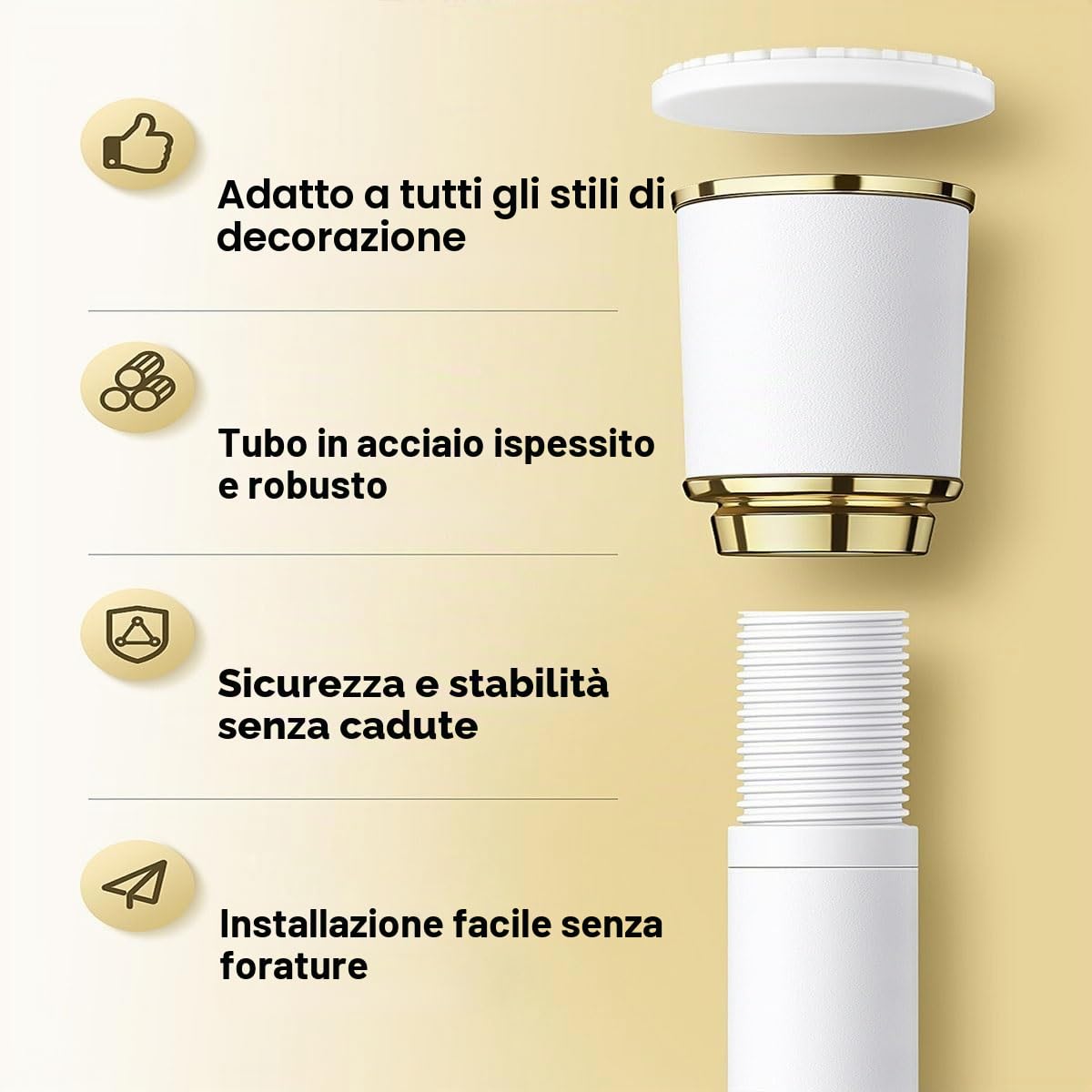 Bastone Tenda Estensibile, Asta Telescopica 40-500cm, Bastone Per Tenda, Per Balconi,spogliatoio, Armadio, Senza Forare, Asta Per Tenda Da Doccia (Color : Black, Size : 360-450cm/141-177in)
