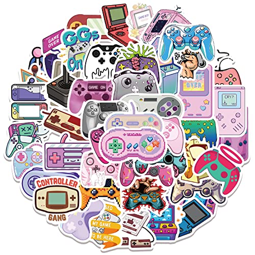 Image of 60pcs Color Gaming Stickers for Teen Water Bottle,Cool Cartoon Trendy Gamepad Stickers Fun Aesthetic Waterproof Vinyl Decals for Laptop Bumper Luggage Skateboard Guitar