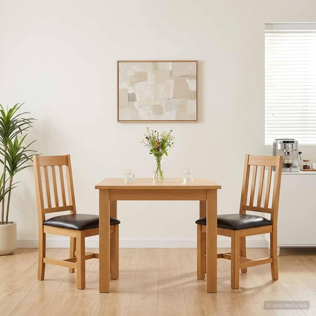 Chaise de Salle à Manger VENLO 2 pc Bois de Chêne Massif Noir