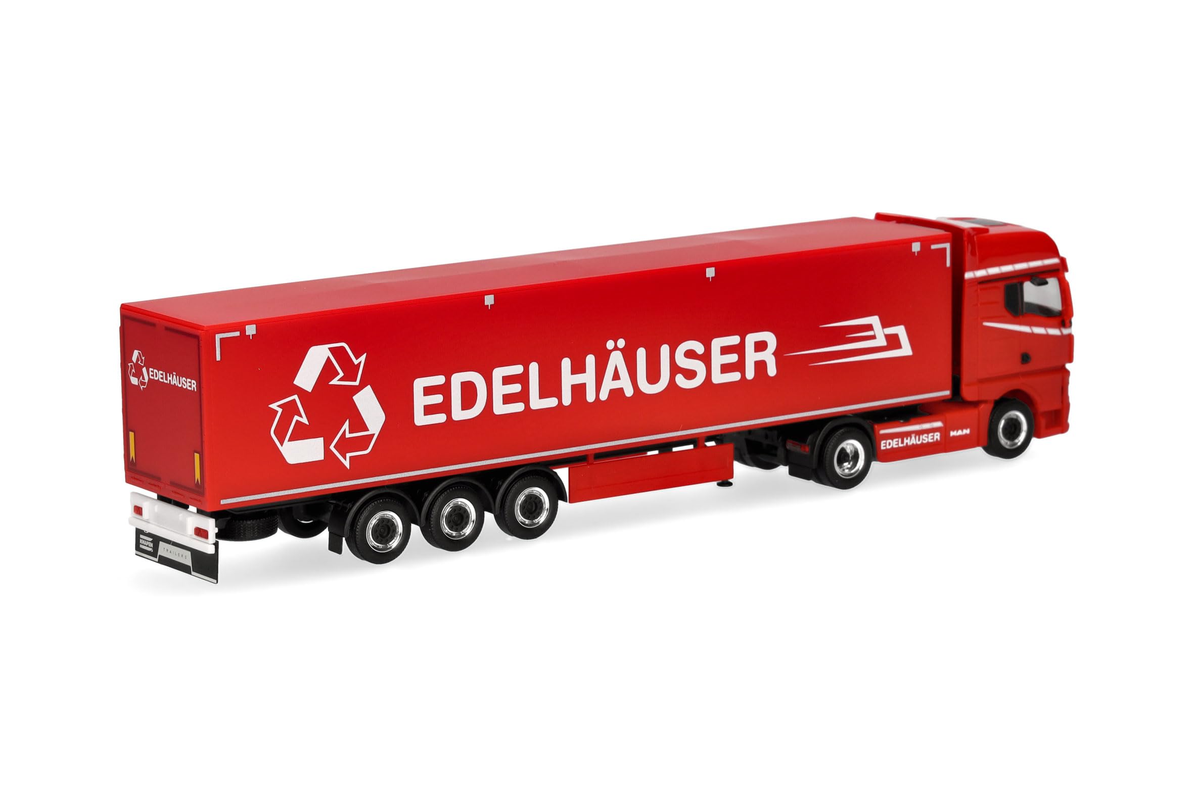 Herpa model ciężarówki MAN TGX GX naczepa z podłogą ruchomą „Edelhäuser”, miniatura w skali 1:87, model kolekcjonerski, Made in Germany, tworzywo sztuczne