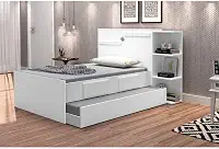 Bicama Baú Solteiro 2 Gavetas Iris J&a Móveis Branco