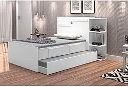 Bicama Baú Solteiro 2 Gavetas Iris J&a Móveis Branco