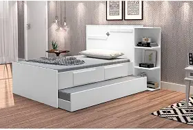 Bicama Baú Solteiro 2 Gavetas Iris J&a Móveis Branco