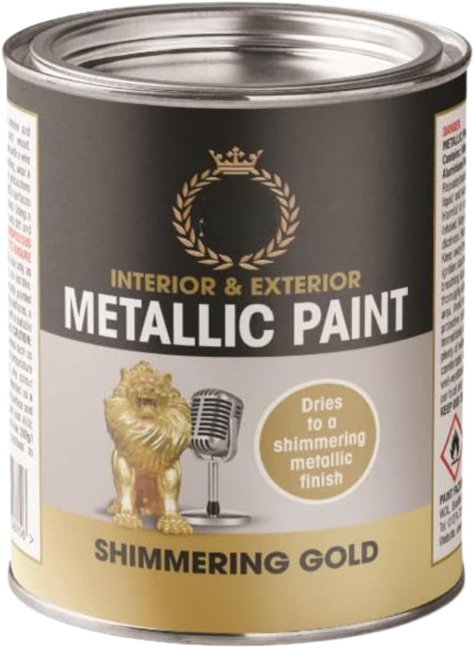 Inspired Essentials 300ml Non Drip Paint Tin Exterior Interior Hard Drying Performance Multi-Purpose Tin for Metal, Wood, Plastic, Walls with Perfect Finish (4, Metallic Gold)