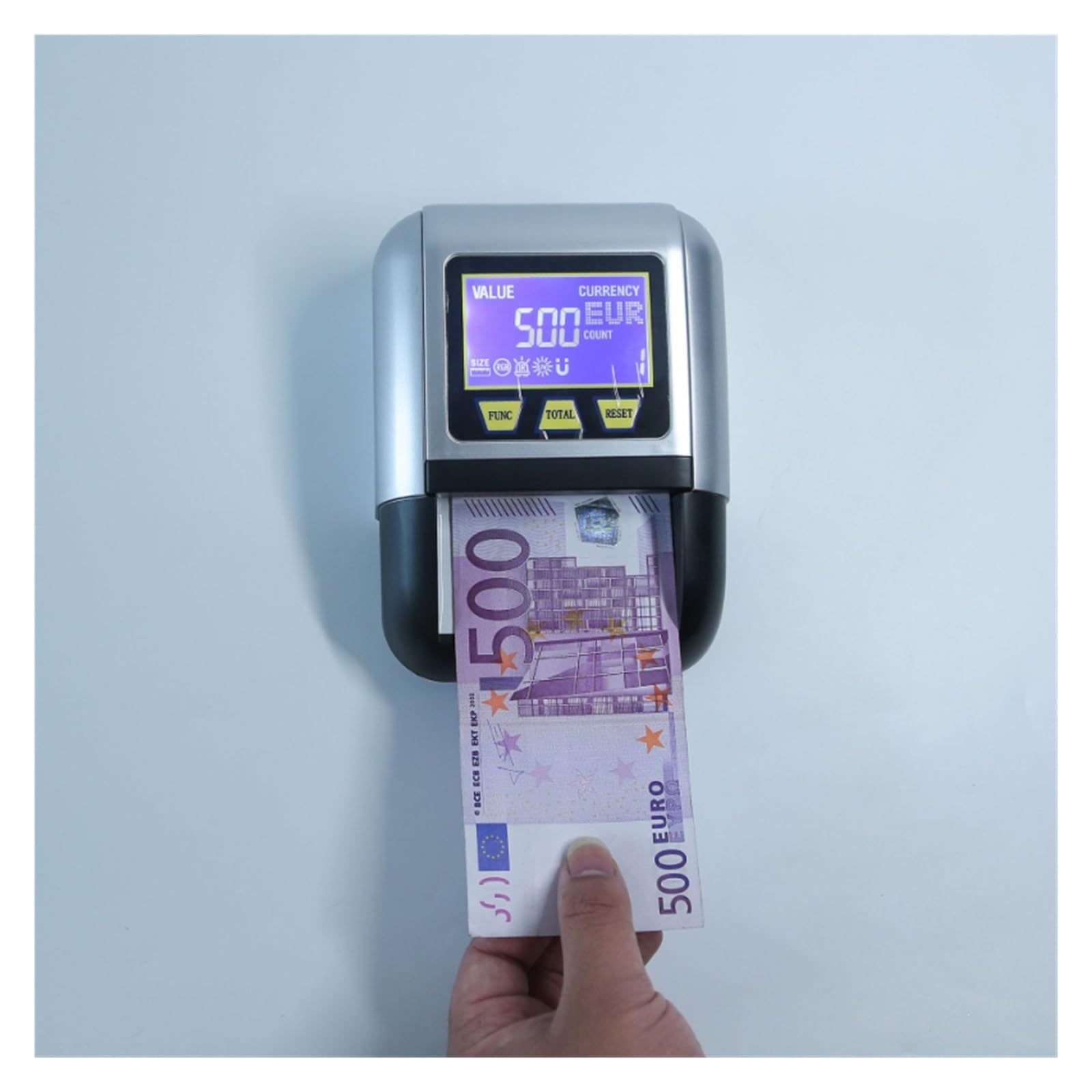 Licznik pieniędzy, Przenośna liczarka banknotów wielowalutowych do międzynarodowej gotówki