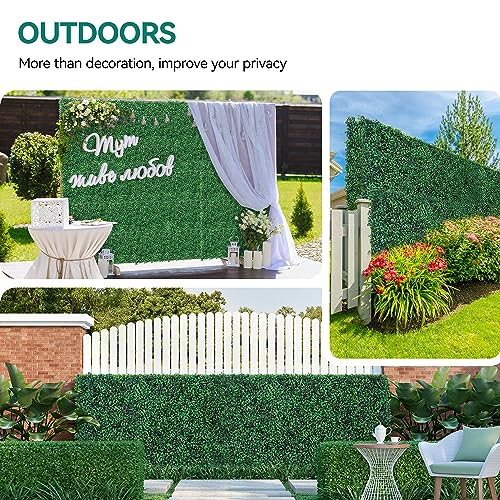 YITAHOME 24 PCS 20\"x20\" Artificial Grass Wall Boxwood Hedge Wall Panels Artificial Grass Backdrop Wall Privacy Fence with UV Protection for Outdoor Indoor Garden Fence Backyard