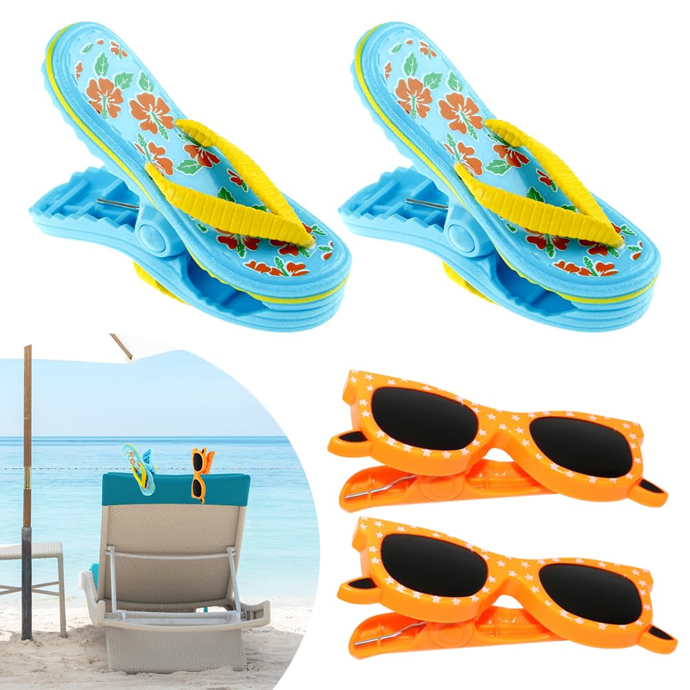 6 Handtuchklammern Strand - Cartoon Bier & Wein Design