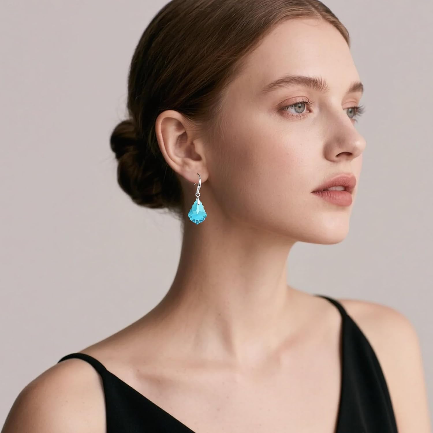 Austrian Crystal Baroque Teardrop Dangle Hook Earrings for Women 14K Gold Plated Drop Earring Hypoallergenic Jewelry - Image 2