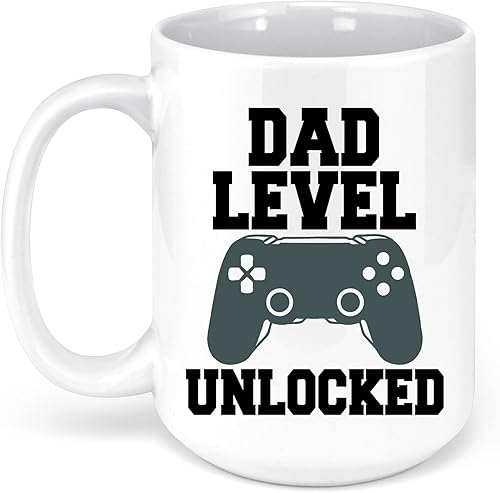 Miniatura 2 de Dad Level - Taza desbloqueada divertida para el nuevo papá por primera vez, regalo de esposa, 15 onzas, color blanco