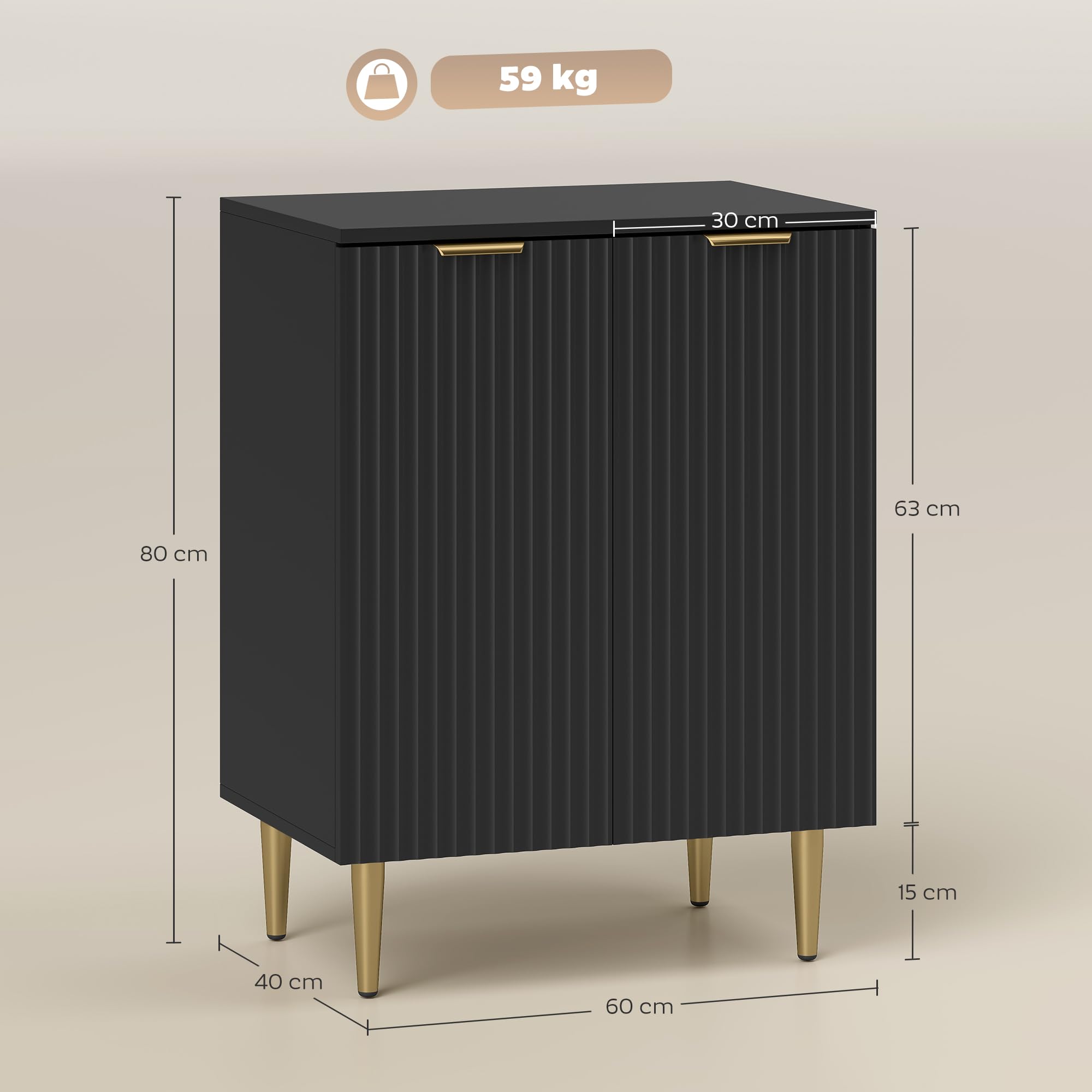 HOMCOM Sideboard bufet kuchenny szafka z 2 drzwiami Czarny