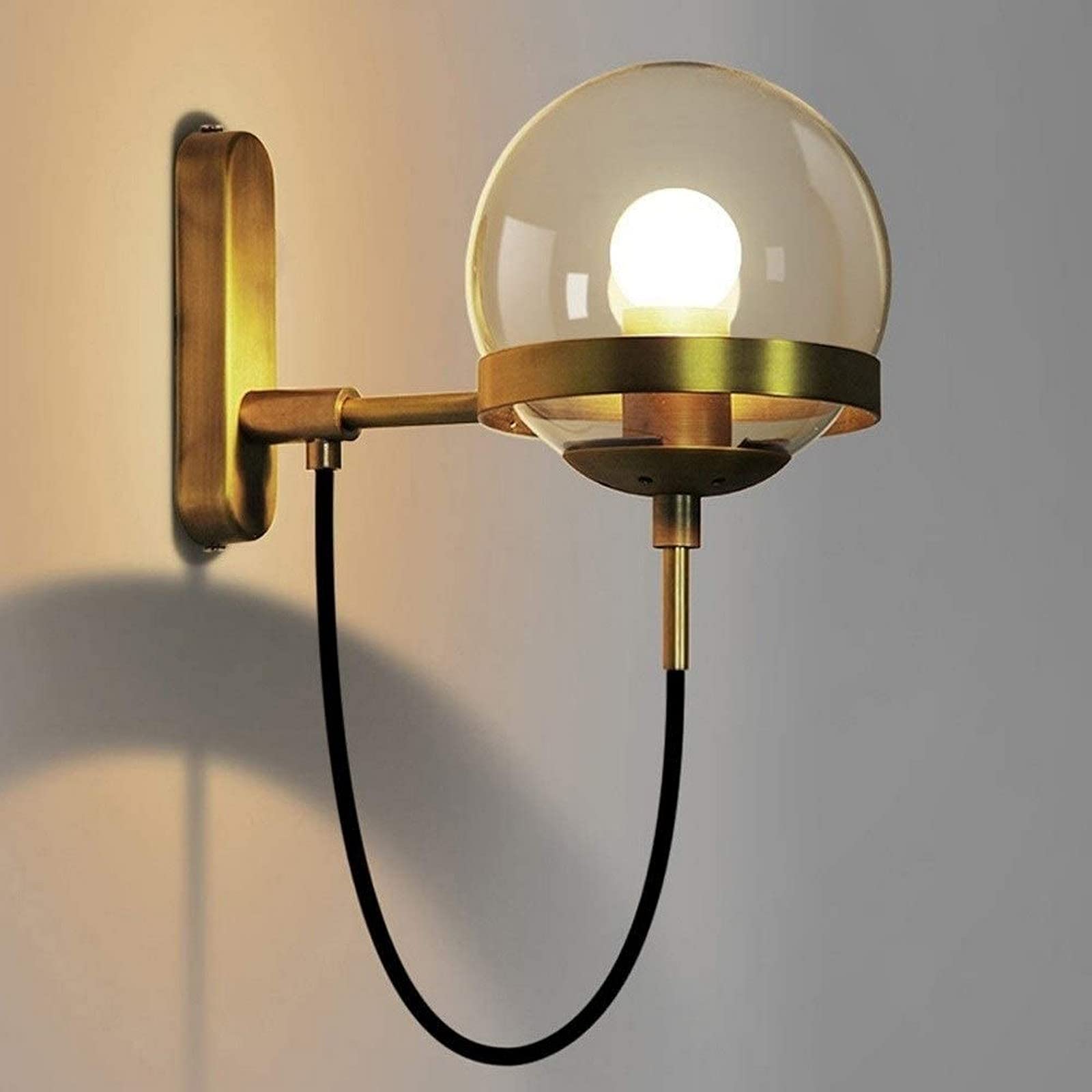 NETTLIFE Applique da parete vintage in legno per soggiorno: applique con interruttore, illuminazione da parete nera con design industriale E27 | Leroy Merlin