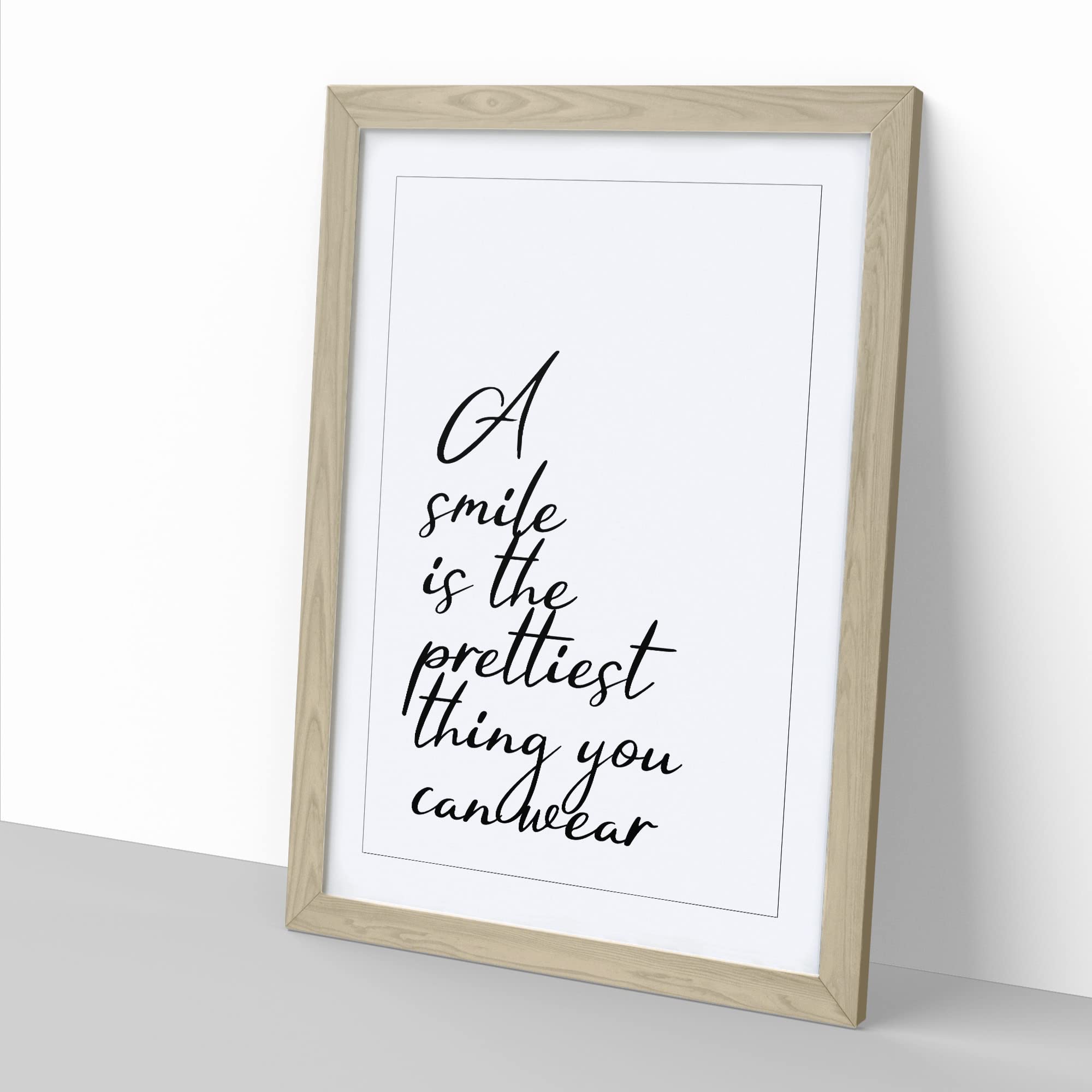 A Smile Is The Prettiest Thing You Can Wear Typography Quote Framed Wall Art Print - Image 3