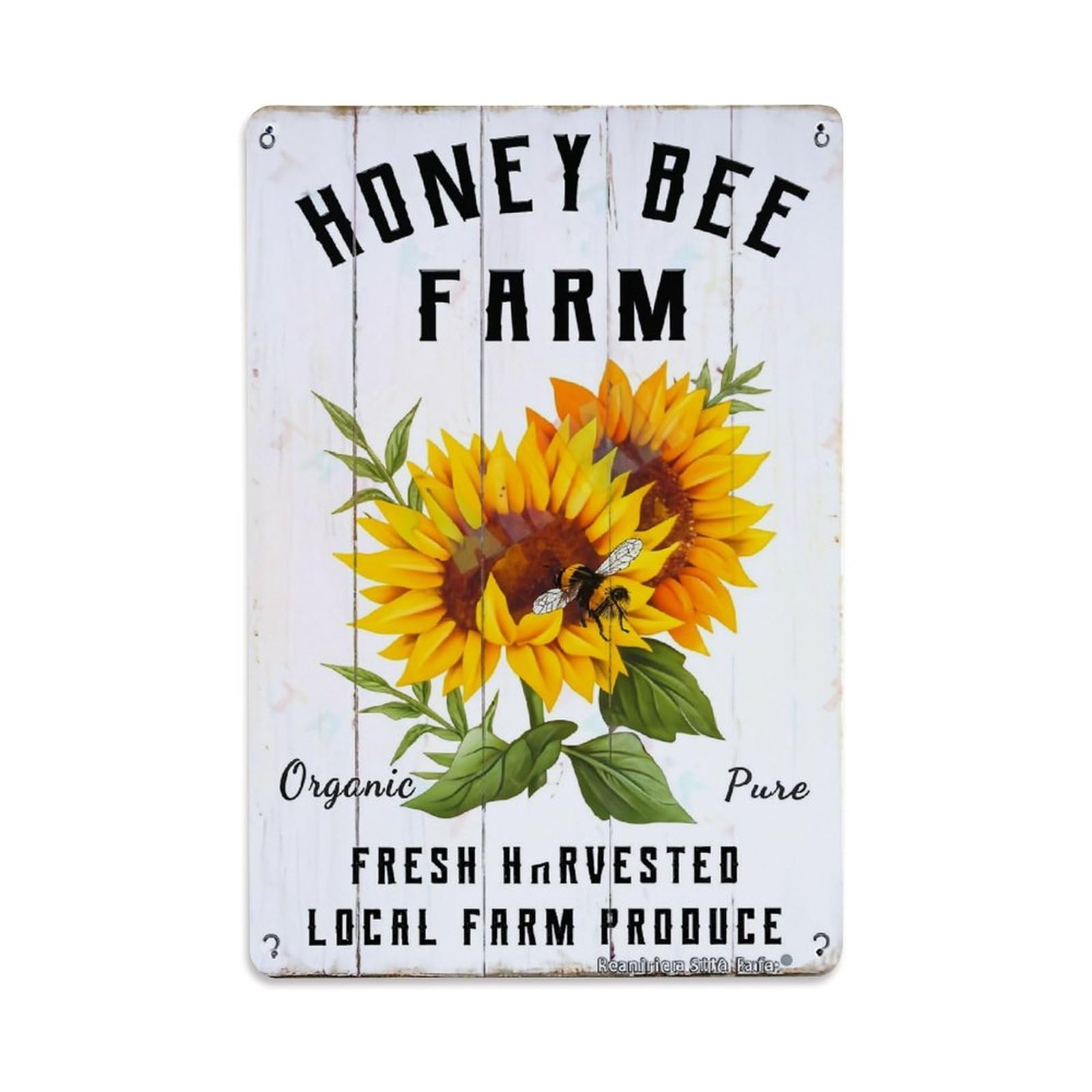 Sunflower Bee Honey Farm Sign Vintage Tin Sign Retro Metal Wall Decor Metal Poster, Home Bar Garage Farmhouse Cafe Wall Art Decoration 8x12Inches