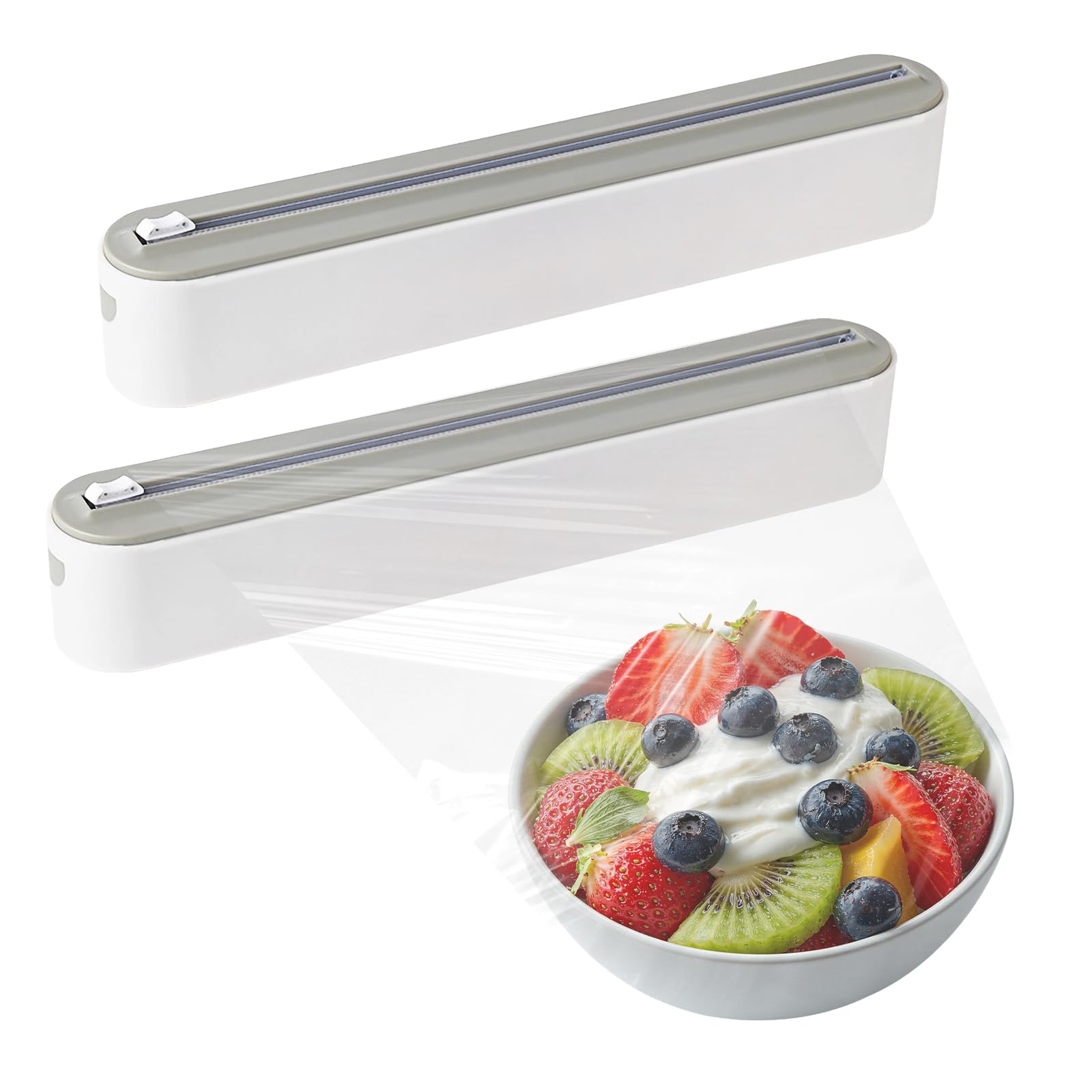 Magnetischer Frischhaltefolienspender 2er Set mit Schneider, Alufolienspender und Frischhalte Folienschneider, Folienspender Küche für Schublade & Kühlschrank, Folienabroller bis 30 cm
