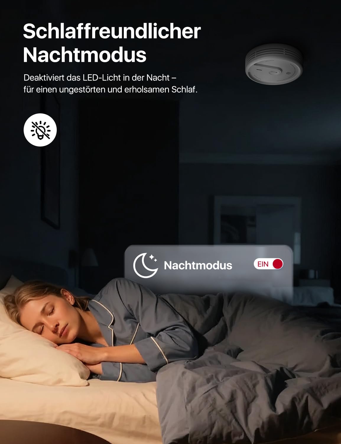 X-Sense Smart WLAN-Rauchmelder, Zertifiziert nach EN 14604, Nachtmodus, 10 Jahre Produktlebensdauer, austauschbare Batterie, App-Funktion, XS0E-iR, 1 Stück