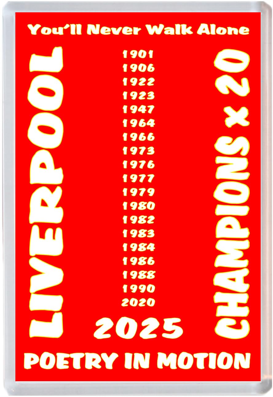 Baked Bean Store Multicolor Liverpool Champions 2025 - Jumbo Fridge Magnet 96 X 67Mm