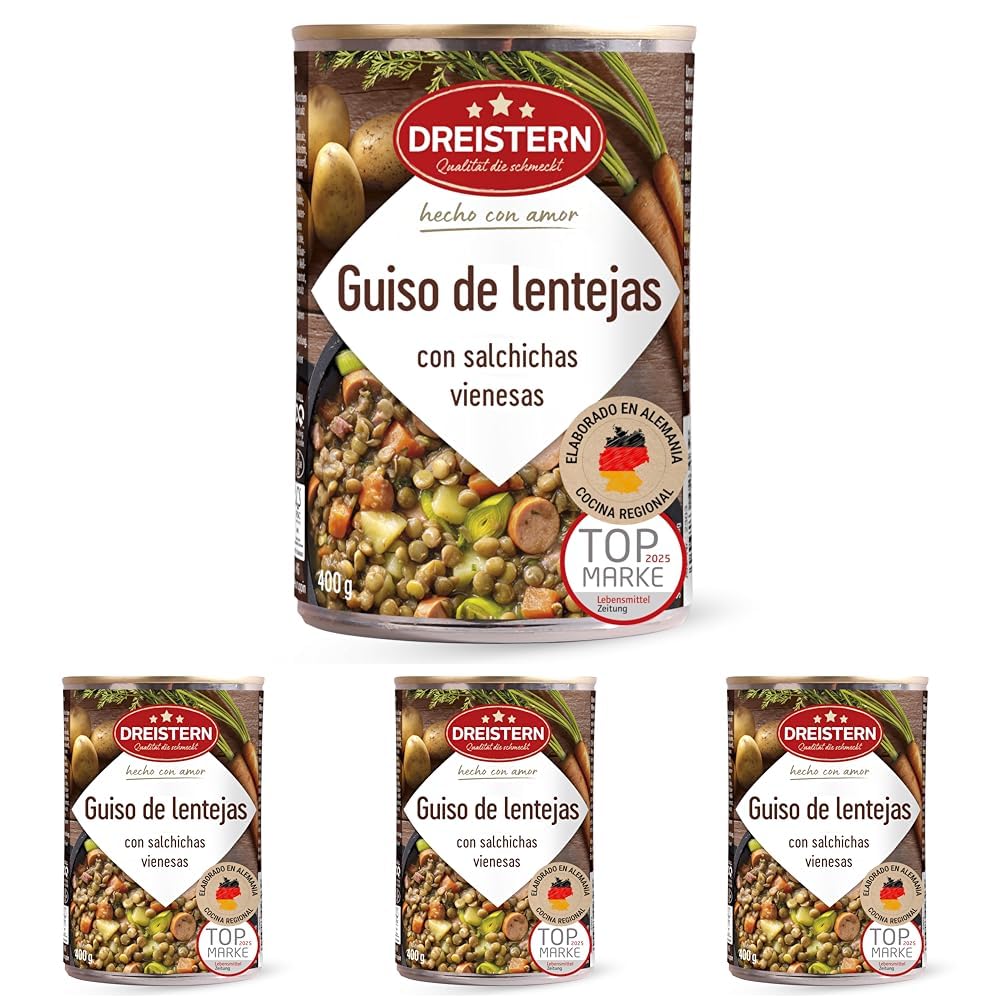 DREISTERN Guiso de lentejas 400 g I Con salchichas vienesas & verduras I Estofado sabroso en lata reciclable I Larga duración gracias a la conservación natural I Calidad casera — view 8