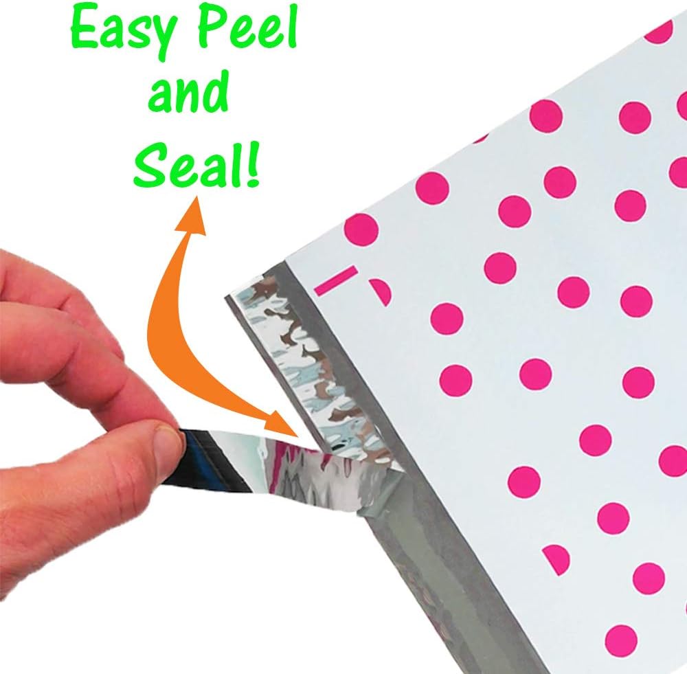 10" x 13" Pink|Teal|Purple|Blue Polka Dot -Flat Poly Mailers, Envelopes, Mailer Bags (200 Pack)