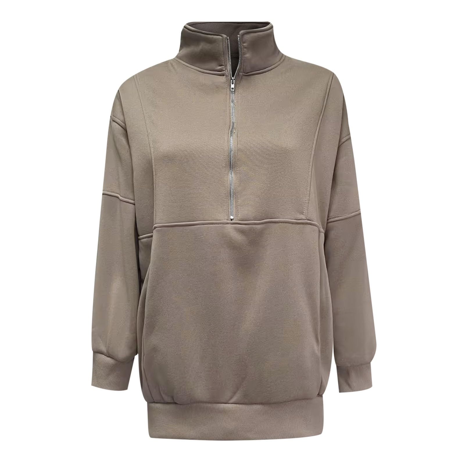 Sudaderas de cuello alto occidental para mujer, ajuste holgado, sudaderas casuales universitarias, cómodas, con cremallera de bloque de color, forro polar, para otoño, anime, cuello redondo, con